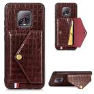 For Xiaomi Redmi 10X Pro 5G Crocodile Pattern PU+TPU+PVC Shatter-resistant Mobile Phone Case with Magnetic Invisible Holder & Holder & Card Slots(Brown) - 1