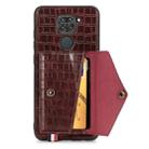For Xiaomi Redmi 10X 4G/Note 9 Crocodile Pattern PU+TPU+PVC Shatter-resistant Mobile Phone Case with Magnetic Invisible Holder & Holder & Card Slots(Brown) - 5