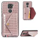 For Xiaomi Redmi 10X 4G/Note 9 Crocodile Pattern PU+TPU+PVC Shatter-resistant Mobile Phone Case with Magnetic Invisible Holder & Holder & Card Slots(Rose Gold) - 1