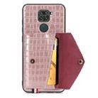 For Xiaomi Redmi 10X 4G/Note 9 Crocodile Pattern PU+TPU+PVC Shatter-resistant Mobile Phone Case with Magnetic Invisible Holder & Holder & Card Slots(Rose Gold) - 5