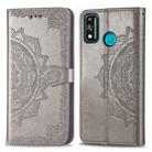 For Huawei Honor 9X Lite Halfway Mandala Embossing Pattern Horizontal Flip Leather Case with Holder & Card Slots & Wallet & Photo Frame & Lanyard(Grey) - 1