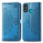 For Huawei Honor 9X Lite Halfway Mandala Embossing Pattern Horizontal Flip Leather Case with Holder & Card Slots & Wallet & Photo Frame & Lanyard(Blue) - 1