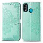 For Huawei Honor 9X Lite Halfway Mandala Embossing Pattern Horizontal Flip Leather Case with Holder & Card Slots & Wallet & Photo Frame & Lanyard(Green) - 1