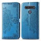 For LG K61 Halfway Mandala Embossing Pattern Horizontal Flip Leather Case with Holder & Card Slots & Wallet & Photo Frame & Lanyard(Blue) - 1