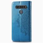 For LG K61 Halfway Mandala Embossing Pattern Horizontal Flip Leather Case with Holder & Card Slots & Wallet & Photo Frame & Lanyard(Blue) - 3