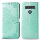 For LG K61 Halfway Mandala Embossing Pattern Horizontal Flip Leather Case with Holder & Card Slots & Wallet & Photo Frame & Lanyard(Green) - 1