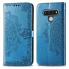 For LG Stylo 6 Halfway Mandala Embossing Pattern Horizontal Flip Leather Case with Holder & Card Slots & Wallet & Photo Frame & Lanyard(Blue) - 1