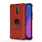 For Xiaomi Redmi 9 Shockproof Honeycomb PC + TPU Ring Holder Protection Case(Red) - 1