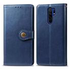 For Xiaomi Redmi 9 Retro Solid Color Leather Buckle Phone Case with Photo Frame & Card Slot & Wallet & Bracket(Blue) - 1