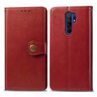 For Xiaomi Redmi 9 Retro Solid Color Leather Buckle Phone Case with Photo Frame & Card Slot & Wallet & Bracket(Red) - 1