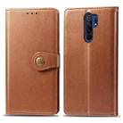 For Xiaomi Redmi 9 Retro Solid Color Leather Buckle Phone Case with Photo Frame & Card Slot & Wallet & Bracket(Brown) - 1