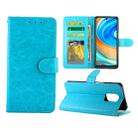 For Xiaomi Redmi Note 9 Pro/Note 9S Crazy Horse Texture Leather Horizontal Flip Protective Case with Holder & Card Slots & Wallet & Photo Frame(Sky Blue) - 1
