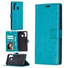 For Samsung Galaxy A21 Crazy Horse Texture Horizontal Flip Leather Case with Holder & Card Slots & Wallet & Photo Frame(Blue) - 1