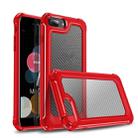 For iPhone 7 Plus & 8 Plus Transparent Carbon Fiber Texture Rugged Full Body TPU+PC Scratch-Resistant Shockproof Case(Red) - 1