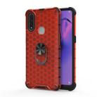 For OPPO A8 Shockproof Honeycomb PC + TPU Ring Holder Protection Case(Red) - 1