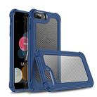 For iPhone 7 & 8 & 6 & 6s Transparent Carbon Fiber Texture Rugged Full Body TPU+PC Scratch-Resistant Shockproof Case(Blue) - 1