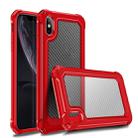 For iPhone XR Transparent Carbon Fiber Texture Rugged Full Body TPU+PC Scratch-Resistant Shockproof Case(Red) - 1