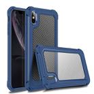 For iPhone XR Transparent Carbon Fiber Texture Rugged Full Body TPU+PC Scratch-Resistant Shockproof Case(Blue) - 1
