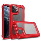 For iPhone 11 Pro Transparent Carbon Fiber Texture Rugged Full Body TPU+PC Scratch-Resistant Shockproof Case(Red) - 1