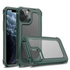 For iPhone 11 Pro Transparent Carbon Fiber Texture Rugged Full Body TPU+PC Scratch-Resistant Shockproof Case(Army Green) - 1