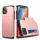 For iPhone 12 / 12 Pro Shockproof Rugged Armor Protective Case with Card Slot(Rose Gold) - 1