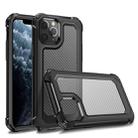 For iPhone 11 Pro Max Transparent Carbon Fiber Texture Rugged Full Body TPU+PC Scratch-Resistant Shockproof Case(Black) - 1