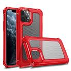 For iPhone 11 Pro Max Transparent Carbon Fiber Texture Rugged Full Body TPU+PC Scratch-Resistant Shockproof Case(Red) - 1