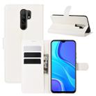 For Xiaomi Redmi 9 Litchi Texture Horizontal Flip Protective Case with Holder & Card Slots & Wallet(White) - 1