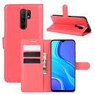 For Xiaomi Redmi 9 Litchi Texture Horizontal Flip Protective Case with Holder & Card Slots & Wallet(Red) - 1
