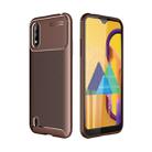 For Samsung Galaxy M01 Carbon Fiber Texture Shockproof TPU Case(Brown) - 1
