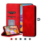 For Samsung Galaxy A21s Retro Skin Feel Business Magnetic Horizontal Flip Leather Case(Red) - 1