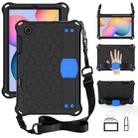 For Samsung Galaxy Tab S6 Lite P610 Honeycomb EVA + PC Shockproof Case with Strap(Black+Blue) - 1