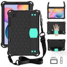 For Samsung Galaxy Tab S6 Lite P610 Honeycomb EVA + PC Shockproof Case with Strap(Black+Aqua) - 1