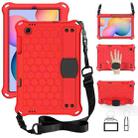 For Samsung Galaxy Tab S6 Lite P610 Honeycomb EVA + PC Shockproof Case with Strap(Red+Black) - 1