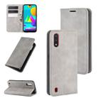 For Samsung Galaxy M01 Retro-skin Business Magnetic Suction Leather Case with Holder & Card Slots & Wallet(Grey) - 1