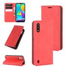 For Samsung Galaxy M01 Retro-skin Business Magnetic Suction Leather Case with Holder & Card Slots & Wallet(Red) - 1