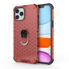 For iPhone 12 / 12 Pro Shockproof Honeycomb PC + TPU Ring Holder Protection Case(Red) - 1