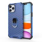 For iPhone 12 Pro Max Shockproof Honeycomb PC + TPU Ring Holder Protection Case(Blue) - 1