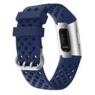 For Fitbit Charge 3 / 4 Hollow Square Silicone Watch Band Wristband(Dark Blue) - 1