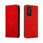 For Huawei P40 Retro Skin Feel Business Magnetic Horizontal Flip Leather Case(Red) - 1