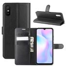 For Xiaomi Redmi 9A Litchi Texture Horizontal Flip Protective Case with Holder & Card Slots & Wallet(Black) - 1