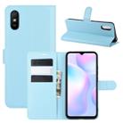 For Xiaomi Redmi 9A Litchi Texture Horizontal Flip Protective Case with Holder & Card Slots & Wallet(Blue) - 1