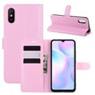 For Xiaomi Redmi 9A Litchi Texture Horizontal Flip Protective Case with Holder & Card Slots & Wallet(Pink) - 1