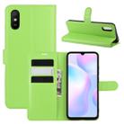For Xiaomi Redmi 9A Litchi Texture Horizontal Flip Protective Case with Holder & Card Slots & Wallet(Green) - 1