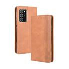 For Samsung Galaxy Note20 Ultra Magnetic Buckle Retro Crazy Horse Texture Horizontal Flip Leather Case with Holder & Card Slots & Photo Frame(Brown) - 1