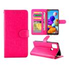 For Samsung Galaxy A21S Crazy Horse Texture Leather Horizontal Flip Protective Case with Holder & Card Slots & Wallet & Photo Frame(Magenta) - 1