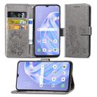 For OPPO  Reno 3A Four-leaf Clasp Embossed Buckle Mobile Phone Protection Leather Case with Lanyard & Card Slot & Wallet & Bracket Function(Gray) - 1