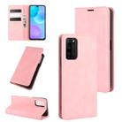 For Huawei Honor 30 Lite/30 Youth Retro-skin Business Magnetic Suction Leather Case with Holder & Card Slots & Wallet(Pink) - 1