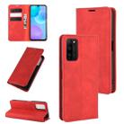 For Huawei Honor 30 Lite/30 Youth Retro-skin Business Magnetic Suction Leather Case with Holder & Card Slots & Wallet(Red) - 1