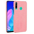 For Huawei Honor 9C Shockproof Crocodile Texture PC + PU Case(Pink) - 1